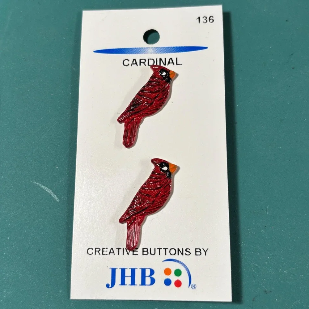 JHB Creative Buttons Cardinal Red Bird Novelty Shank Buttons 1 1/4 Inch 2 Count